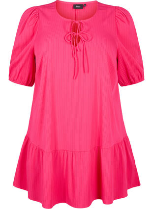 Zizzifashion Tunic in viscose with ties, Bright Rose, Packshot image number 0