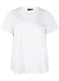 Cotton T-shirt with rhinestones