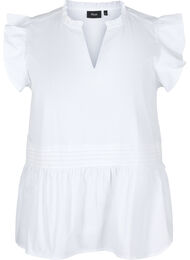 Sleeveless top with pin-tuck and ruffle details, Bright White, Packshot