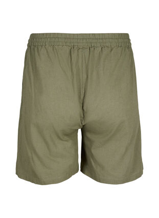 Zizzifashion Loose shorts in cotton blend with linen, Deep Lichen Green, Packshot image number 1