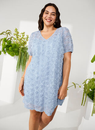 Zizzifashion Party dress with 3D flowers, Cashmere Blue, Image image number 0