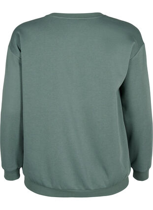 Zizzifashion Sweatshirt with terry text, Duck Green, Packshot image number 1