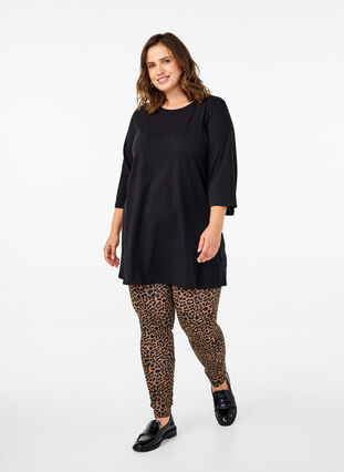 Zizzifashion A-shape tunic with 3/4 sleeves, Black, Model image number 2