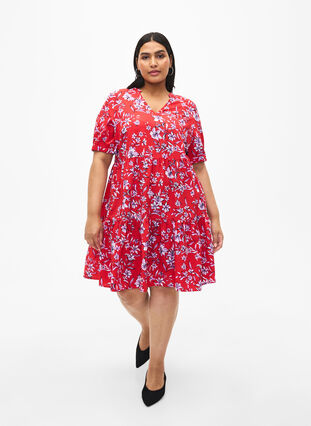 Zizzifashion FLASH - Printed A-line dress, Poinsettia Flower, Model image number 2