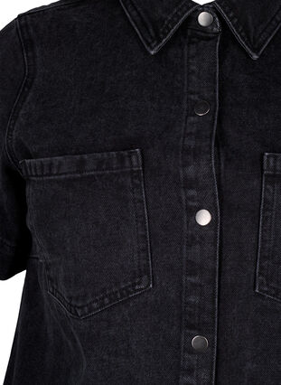 Zizzifashion Long denim shirt with short sleeves, Grey Washed, Packshot image number 2