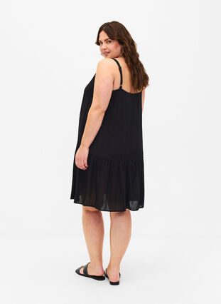 Zizzifashion Viscose summer dress with straps, Black, Model image number 1