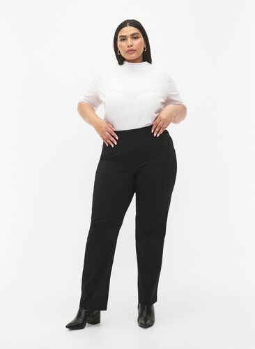 Zizzifashion Stretchy pants in viscose, Black, Model image number 0