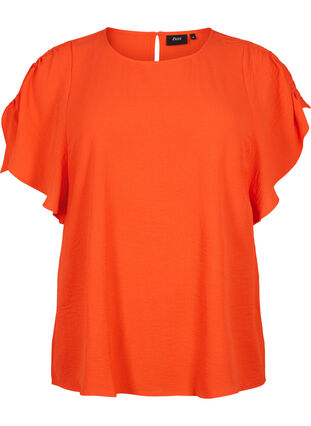 Zizzifashion Short-sleeved blouse with wrinkles, Orange.com, Packshot image number 0