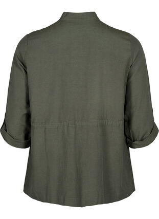 Zizzifashion Linen blend shirt with pockets, Thyme, Packshot image number 1