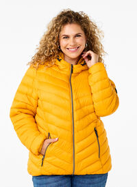Lightweight jacket with hood, Golden Orange, Model