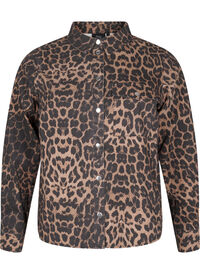 Canvas jacket with leopard print