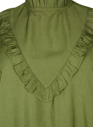 Zizzifashion Viscose blouse with frills, Loden Green, Packshot image number 2