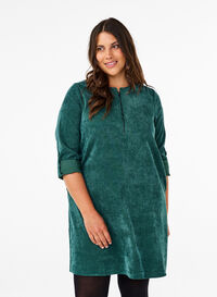 Velvet dress with a zip detail, Posy Green, Model