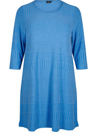 Zizzifashion Dress with 3/4 sleeves and striped pattern, Princess Blue Mel., Packshot image number 0