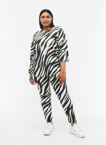 Zizzifashion Leggings with zebra print, White Zebra, Model image number 0