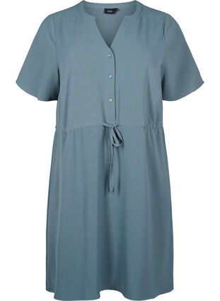 Zizzifashion Short sleeve dress with tie waist, Balsam Green, Packshot image number 0