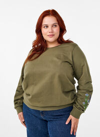Sweatshirt with embroidered flowers, D. L. Green W. emb., Model