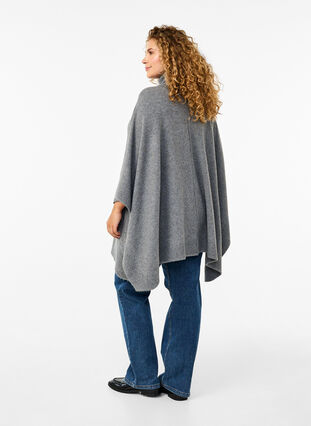 Zizzifashion Poncho with high neck, Medium Grey Melange, Model image number 1