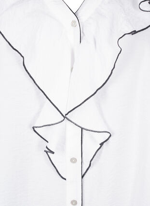 Zizzifashion Long-sleeved viscose shirt blouse with ruffle, Bright White, Packshot image number 2