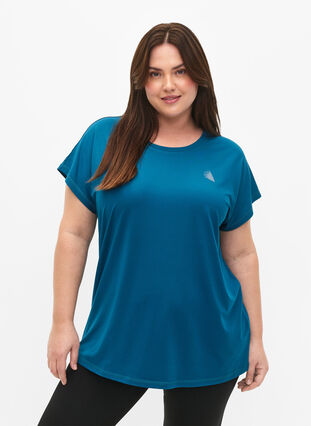 Zizzifashion Short-sleeved workout t-shirt, Deep Lagoon, Model image number 0