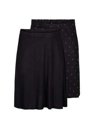 Zizzifashion 2-pack skirt in viscose, Black / Black W. dot, Packshot image number 0