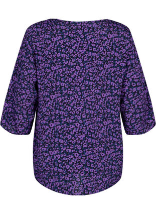 Zizzifashion Blouse in viscose with 3/4 sleeves, Purple Leo AOP, Packshot image number 1