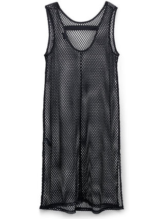 Zizzifashion Sleeveless mesh dress with slit, Black, Packshot image number 1