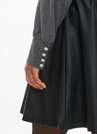 Zizzifashion Long-sleeved blouse with wide cuff and buttons, Dark Grey Melange, Model image number 2