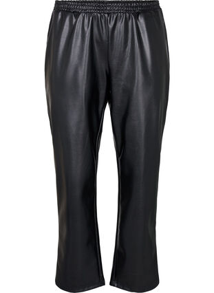 Zizzifashion Faux leather trousers with pockets, Black, Packshot image number 0