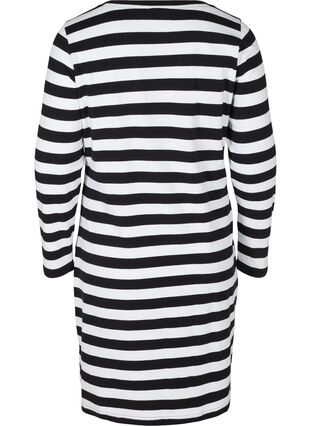 Zizzifashion Striped cotton dress with long sleeves , Black w. White, Packshot image number 1