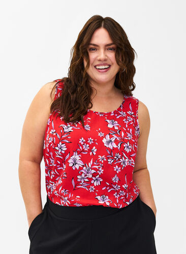 Zizzifashion FLASH - Sleeveless top with print, Poinsettia Flower, Model image number 0