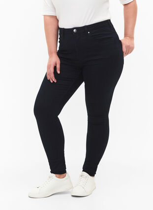 Zizzifashion Super slim Amy jeans with high waist, Unwashed, Model image number 2