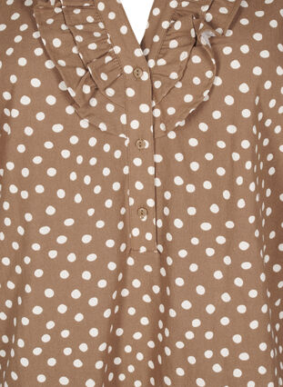 Zizzifashion 3/4 sleeve cotton blouse with print, Coca Mocha Dot , Packshot image number 2