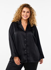 Satin nightshirt, Black, Model