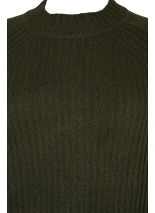 Zizzifashion Ribbed Knit Dress with Turtleneck, Forest Night Mel., Packshot image number 2