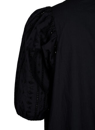 Zizzifashion Cotton shirt dress with broderie anglaise, Black, Packshot image number 3