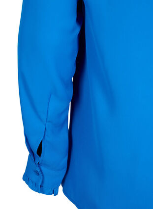 Zizzifashion Long sleeve ruffle blouse, Strong Blue, Packshot image number 3