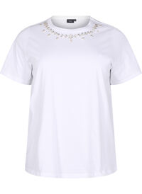 T-shirt with round neck and rhinestones