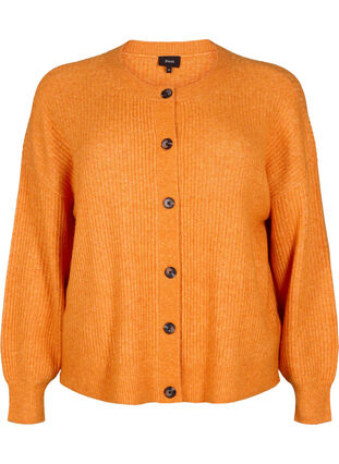 Zizzifashion Rib knit cardigan with buttons, Marmelade Mel., Packshot image number 0