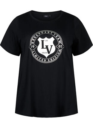 Zizzifashion T-shirt in organic cotton with print , Black W. Silver LA, Packshot image number 0