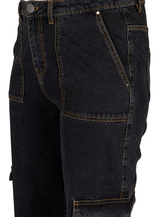 Zizzifashion Straight Fit Cargo Jeans, Black Stone, Packshot image number 2