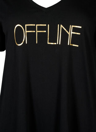 Zizzifashion Organic cotton nightdress with V-neck, Black Offline, Packshot image number 2