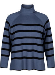 Striped knitted jumper with a roll neck, B.Sea w.BlackStripes, Packshot