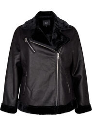 Faux leather pilot jacket, Black, Packshot