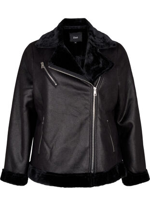 Zizzifashion Faux leather pilot jacket, Black, Packshot image number 0