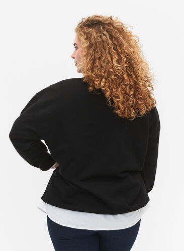 Zizzifashion Sweatshirt with embroidered text, Black Copenhagen , Model image number 1