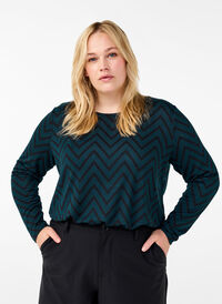 Patterned blouse with long sleeves, Scarab ZigZag, Model