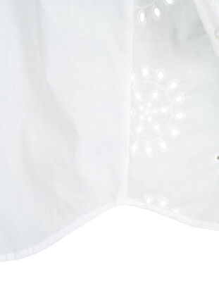 Zizzifashion Shirt blouse with embroidery anglaise and 3/4 sleeves, Bright White, Packshot image number 3