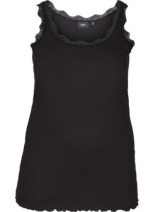 Zizzifashion Top with lace trim, Black, Packshot image number 0