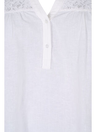 Zizzifashion Cotton blouse with lace details, Bright White, Packshot image number 2